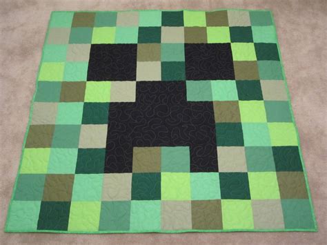 Minecraft Creeper Pixel Patchwork Quilt Green New Handmade Etsy