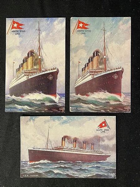 White Star Line Olympic And Titanic Three Postcards