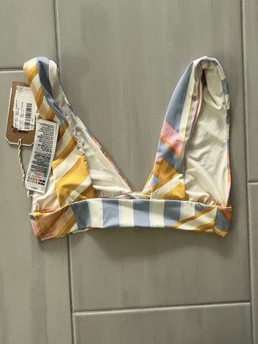 Billabong Break Of Dawn Coral Pastel Neon Orange Striped Bikini Swim