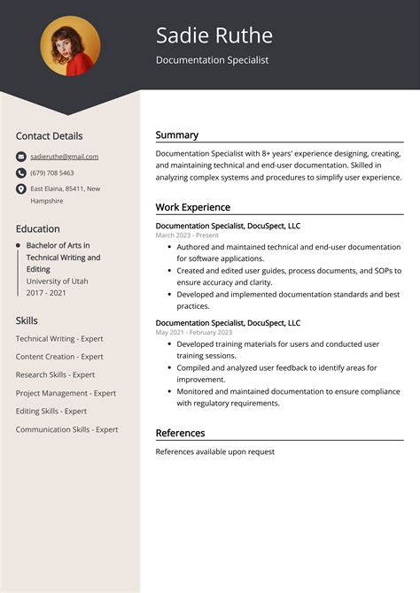 Documentation Specialist Cv Example For 2023 Skills And Templates