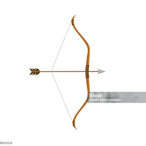 흰색 배경에 고립 된 아처 활 평평한 스타일의 활과 화살표 양궁에 대한 스톡 벡터 아트 및 기타 이미지 양궁 중세 석궁