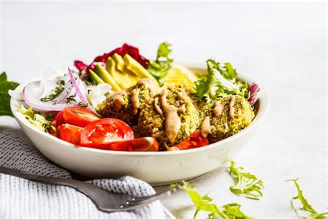 Baked Falafel Lemon Tahini Dressing Royalty Free Images Stock Photos