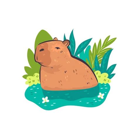 Premium Vector Cute Capybara Isolated On White Background Vector