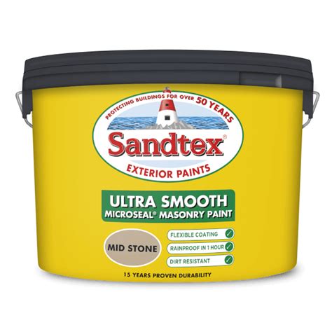 Sandtex Ultra Smooth Masonry Paint Mid Stone 10l Homebase