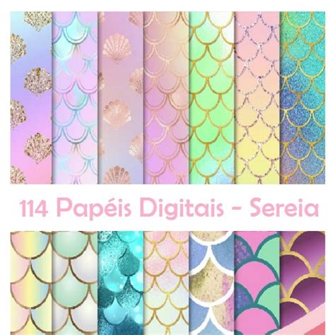 Kit Sereia Papel Digital Scrapbook Elo Produtos Especiais