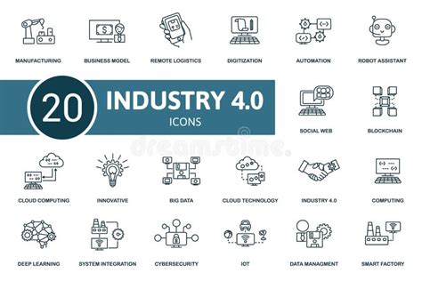 Industry Banner Concept Illustration Productions Vector Icon Set