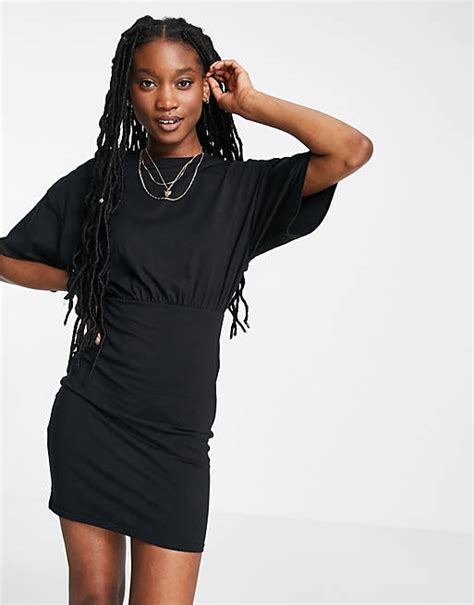 Asos Design Bodycon T Shirt Dress With Oversized Top In Black Asos