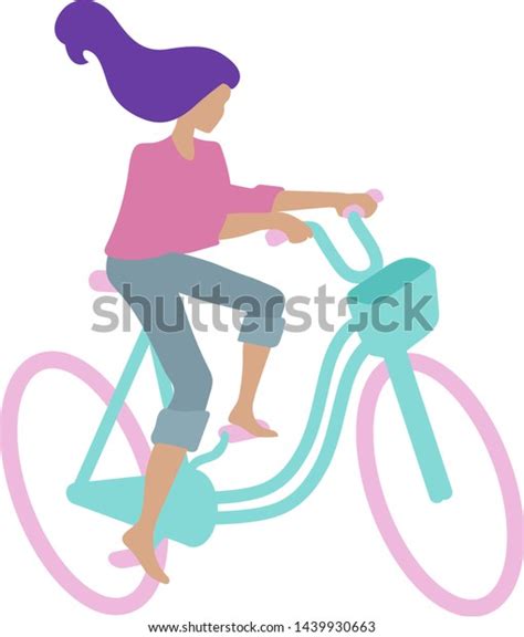 Girl Engaged Cycling Vector Illustration Flat Stock Vector Royalty Free 1439930663 Shutterstock