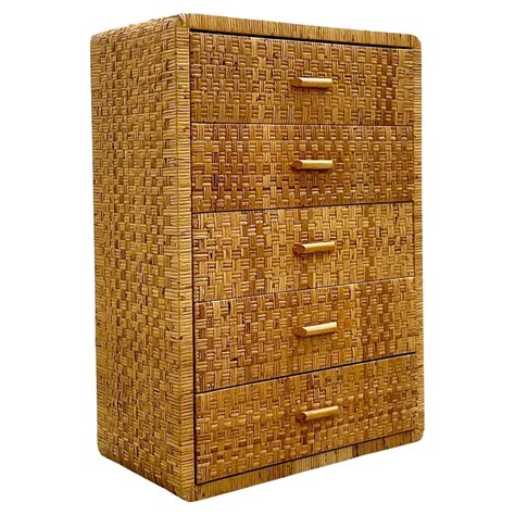 Vintage Coastal Wrapped Rattan Chest Of Drawers At 1stdibs