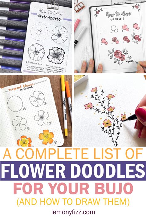 Complete List of Flower Doodles for Bullet Journals in 2024