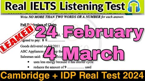 24 February 4 March Ielts Listening Practice Test With Answer Idp Cambridge Listening Test