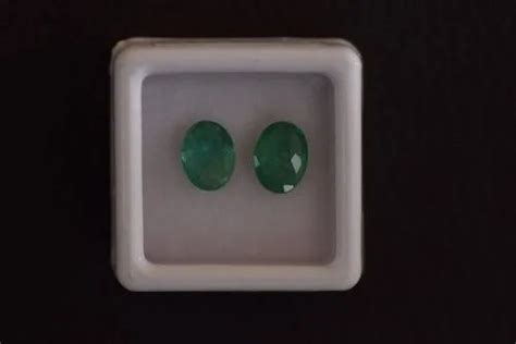 Gemstone Green Panna Emerald Natural Oval Pair Size X Mm Carat