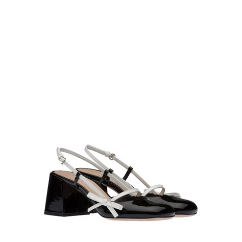 Patent Leather Slingback Pumps Blackwhite Miu Miu