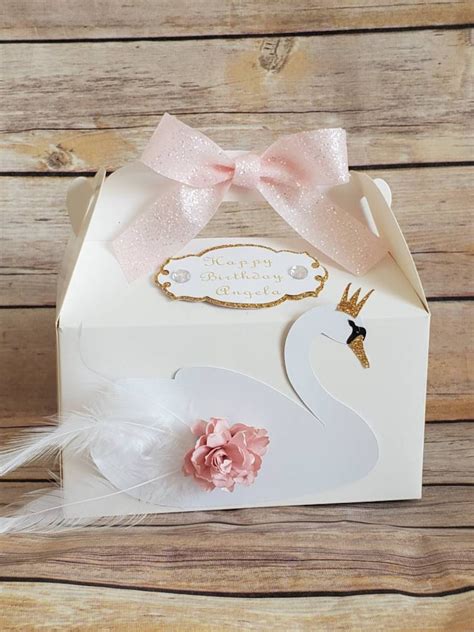 Swan Favor Boxes Royal Swan Theme Party Swan Baby Shower Etsy