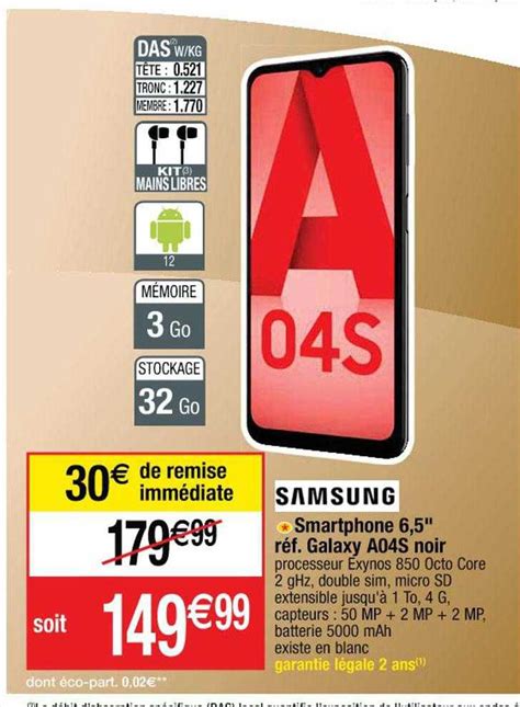 Promo Smartphone Samsung Galaxy A S Noir Chez Cora Icatalogue Fr