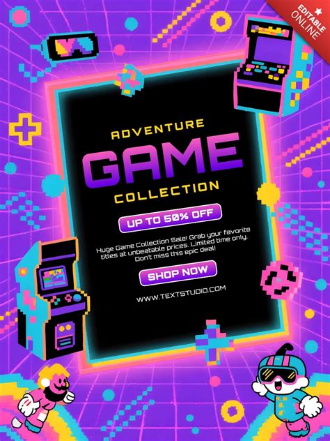 retro game collection template  promotional posters  neon design