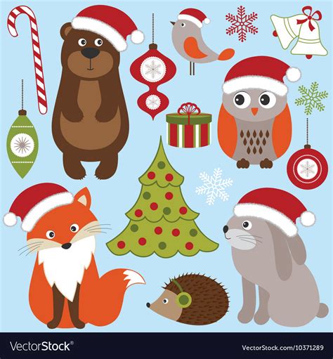 Christmas woodland animals Royalty Free Vector Image