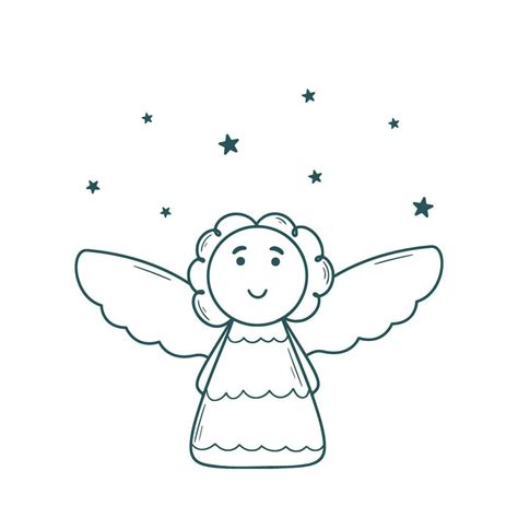 Cute girl angel ink doodle sketch 34039693 Vector Art at Vecteezy