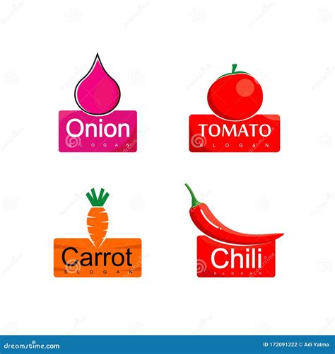 Set of Vegetable Logo Design Vector Stock Vector - Illustration of ...