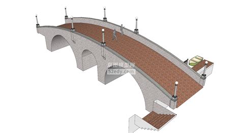 现代灯柱拱桥su模型sketchup草图大师skp模型