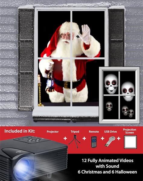 Virtual Holiday Projector Kit, Christmas Santa Claus Halloween Window Screen NEW | eBay