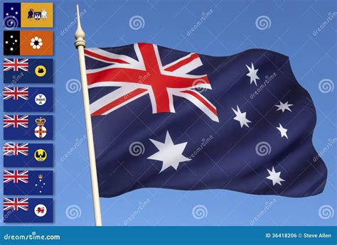 Australia - National and Provincial Flags Stock Photo - Image of ...