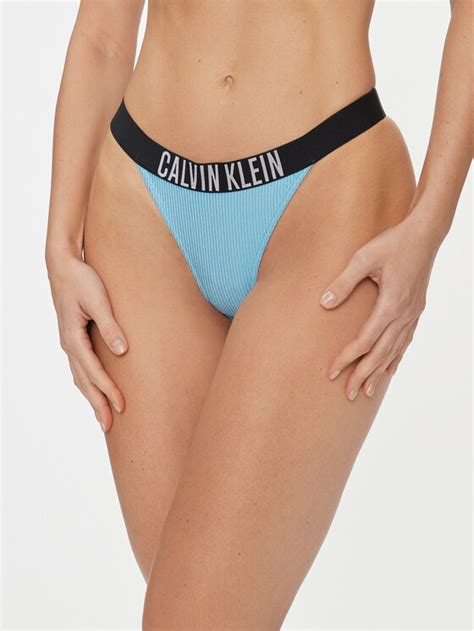 Calvin Klein Swimwear Dół od bikini KW0KW02019 Niebieski Modivo pl