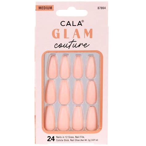 Kit Uñas Postizas Medium Coffin Nude Matte Piezas