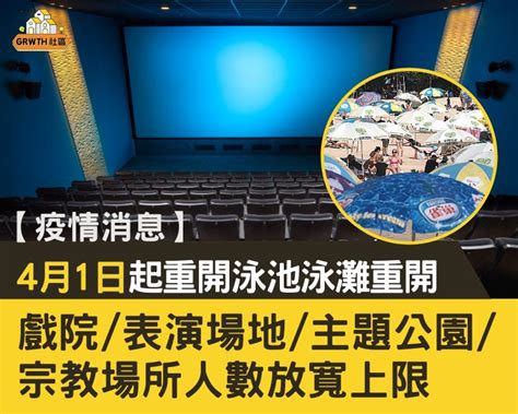 【疫情消息】4月1日起重開泳池泳灘重開 戲院、表演場地、主題公園、宗教場所人數放寬上限