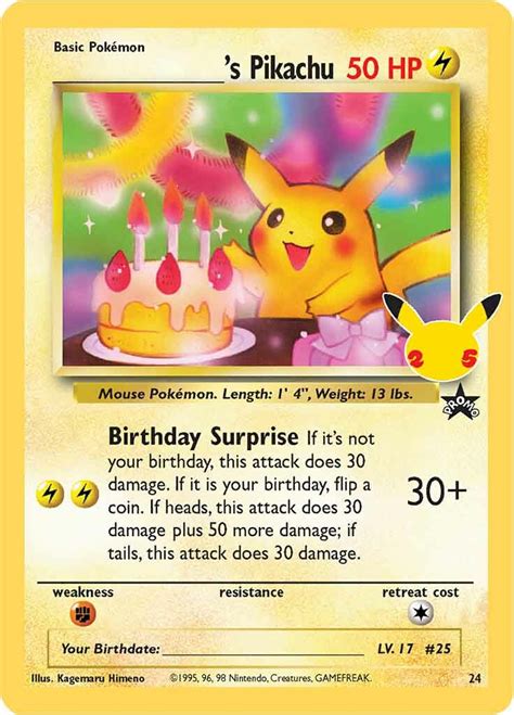 Birthday Pikachu 24 Celebrations Holo Promo Classic Collection