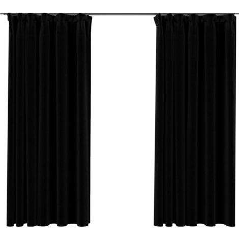 Cortinas Opacas Con Ganchos Look De Lino Pzas Negro X Cm Vidaxl