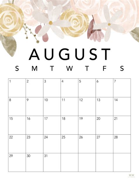 August 2021 Calendars 15 Free Printables Printabulls