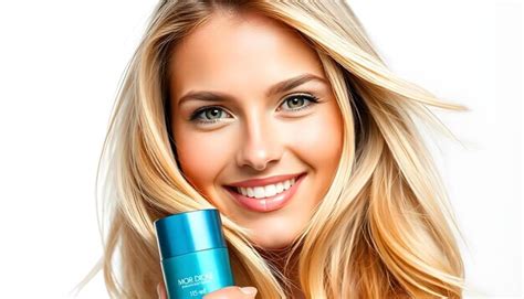 Smiling Face Of Beautiful Blonde Caucasian Beauty Woman Model Premium AI Generated Image