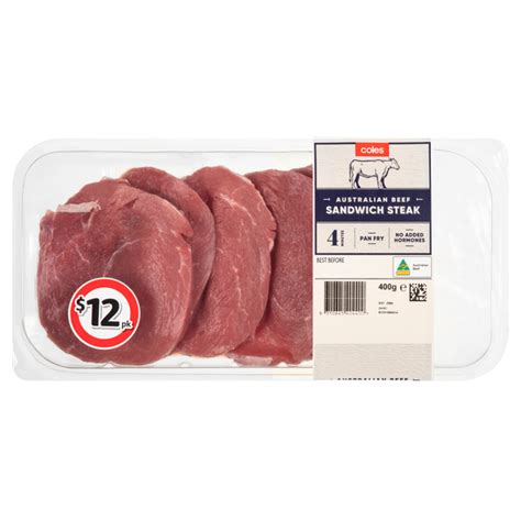 Buy Coles No Added Hormone Beef Sandwich Steak Approx 400g Each Coles