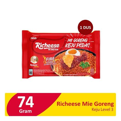 Jual 1 Dus Karton Mie Instan Richeese Nabati Mi Goreng Keju Pedas Level