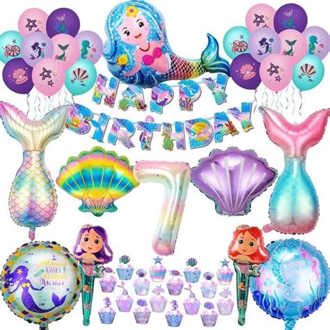 7 Ans Ballon Sirene Decoration Anniversaire Sirene Fille Deco