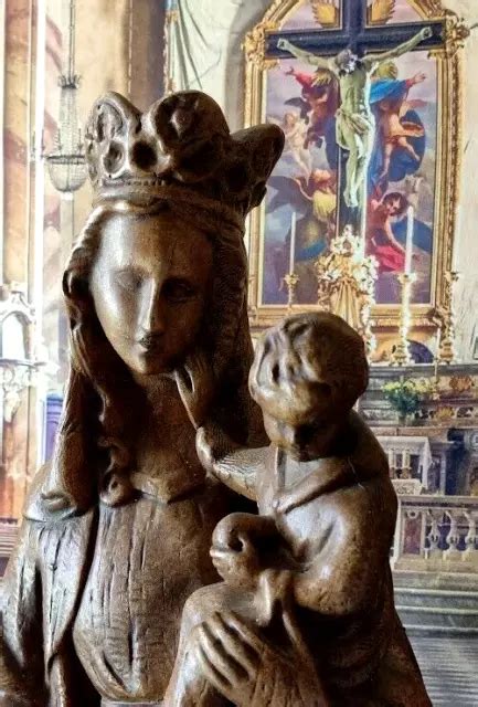 STATUE VIERGE MARIE Enfant Jesus Notre Dame Des Flandres En Platre