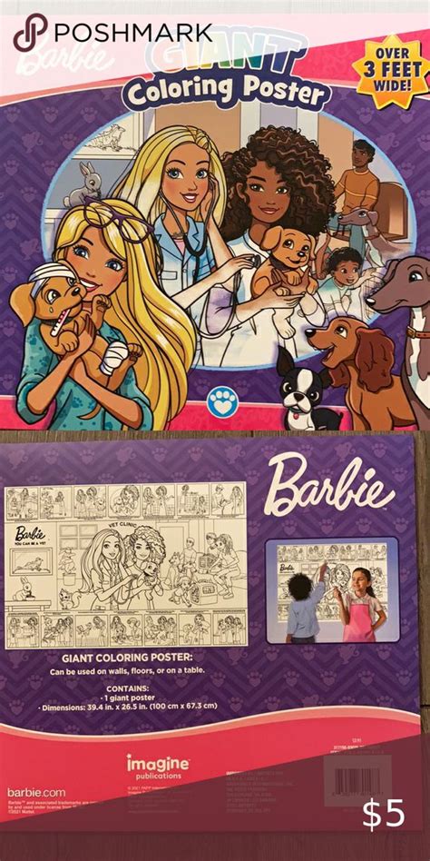 Barbie Coloring Poster Barbie Coloring Disney Dolls Poster Colour