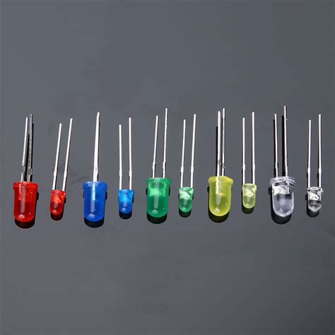 Pcs Mm Mm Led Diodes Emitting White Yellow Red Green Blue Assorted