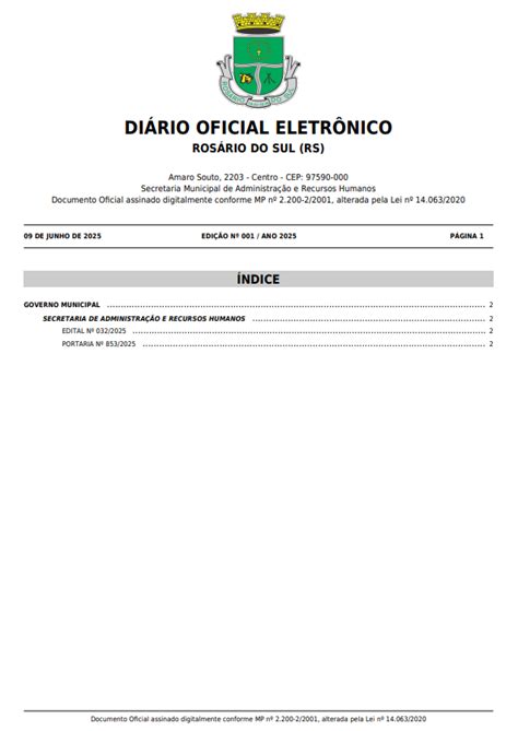 Diario Ofical Rs - Diário Oficial - Rosário do Sul - RS