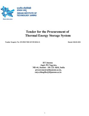 Fillable Online Tender For The Procurement Of Thermal Energy Storage