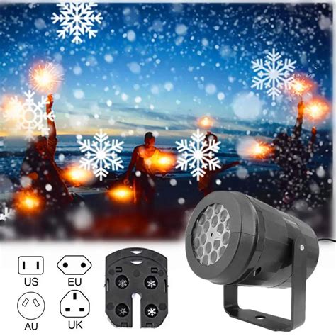 Led Snowflake Projector Light Rotating Pattern Landscape Decoration