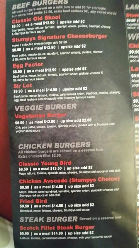 Stumpys Burgers Revesby Menu Prices And Restaurant Reviews Order