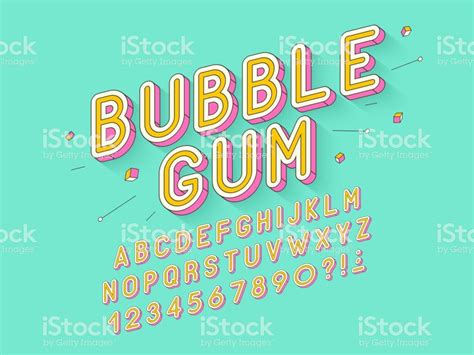 Vector Retro Bubble Gum Bold Font Design Alphabet Typeface