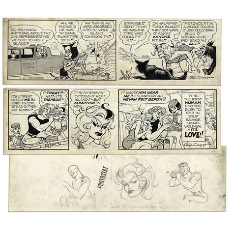 Lil Abner Pair Of Comic Strips Hand Drawn And Signed By Al Capp From