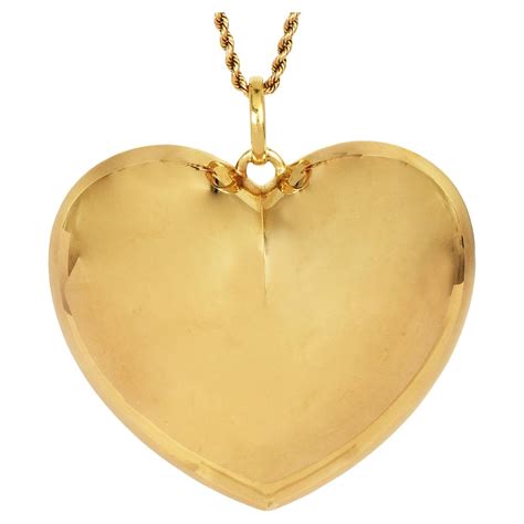 Onyx Diamond Gold Large Doublesided Puffy Heart Pendant At Stdibs