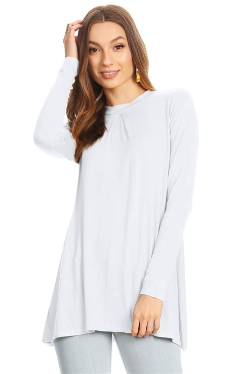 Simlu Simlu Womens Long Sleeve Tunic Top With Front And Back Pleat