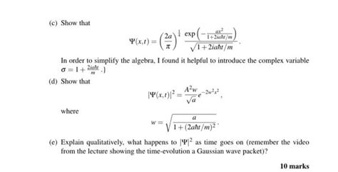 Solved The Gaussian Wave Packet In One Dimension At Chegg