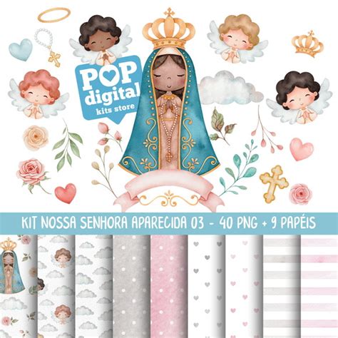 KIT Digital Nossa Senhora Aparecida 03 Aquarela No Elo7 Pop Digital