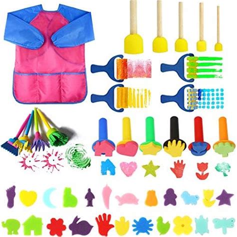 UHAPEER 44 Pièces Éponge Brosses de Peinture Enfant DIY Outils de